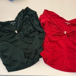 Abercrombie & Fitch Red and Dark Green Blouses A & F model blend NWT SIZE XL